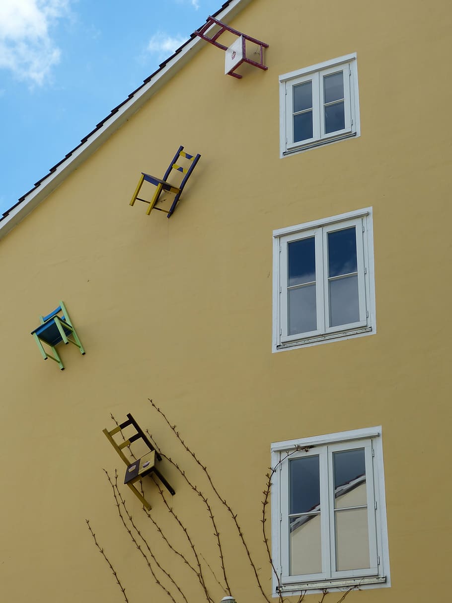 wall, home, building, window, chair, art, sculpture, depend HD wallpaper