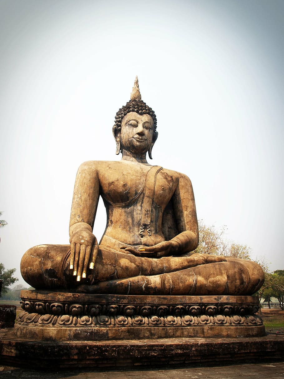 Gautama Buddha statue during daytime, ancient, architecture, art, HD wallpaper