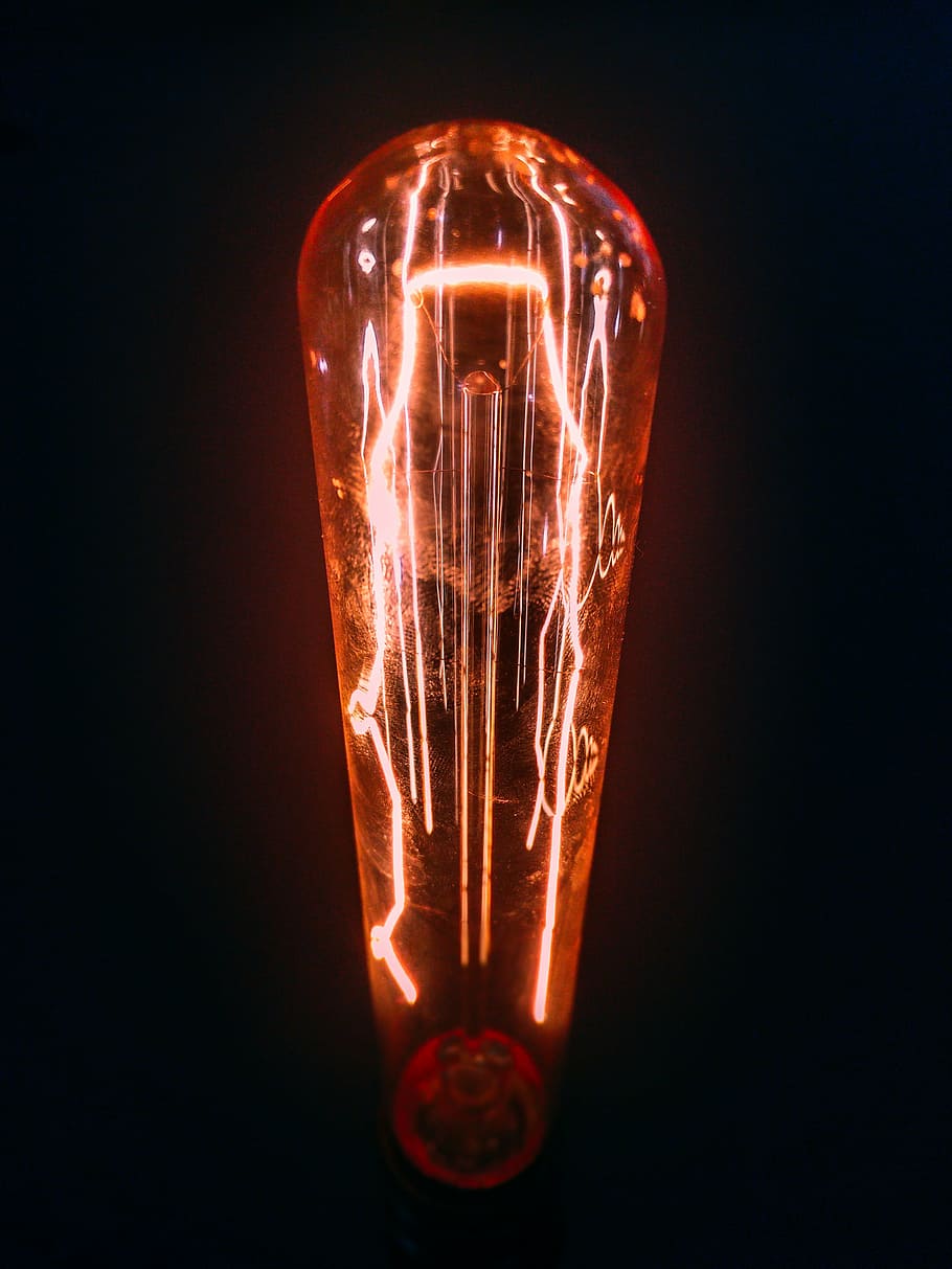bulb, heat, light, light bulb, lighting, orange, red, red light district HD wallpaper