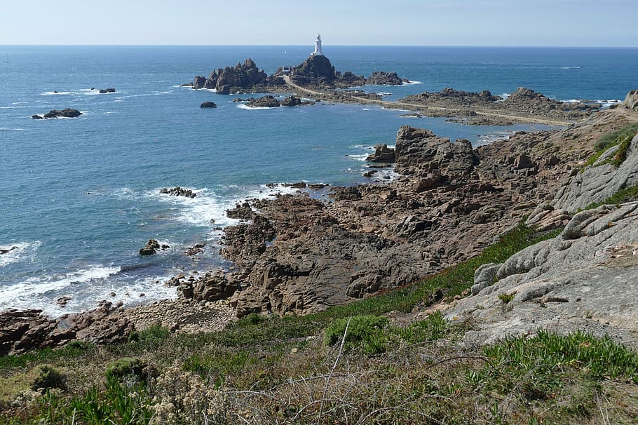 lighthouse, tower, coast, beacon, atlantic, jersey, channel islands HD wallpaper