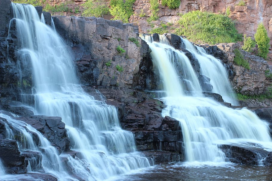 landscape photography of waterfalls by day, River, Motion, Cascade HD wallpaper