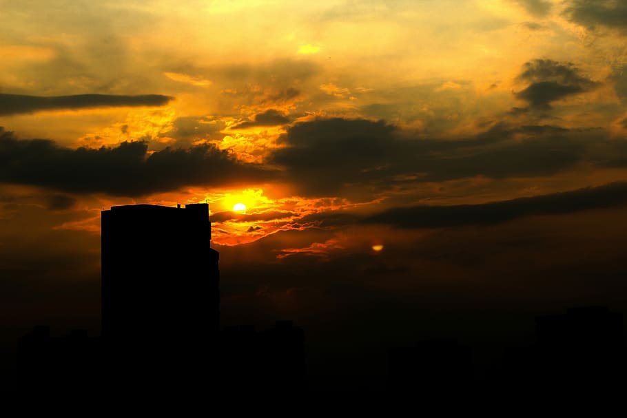 Sunset, Twilight, haining, silhouette, sky, no people, cloud - sky, HD wallpaper