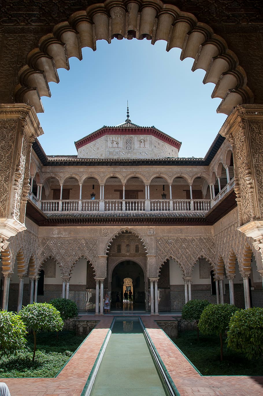 seville, alcazar, mudejar, architecture, built structure, building exterior, HD wallpaper