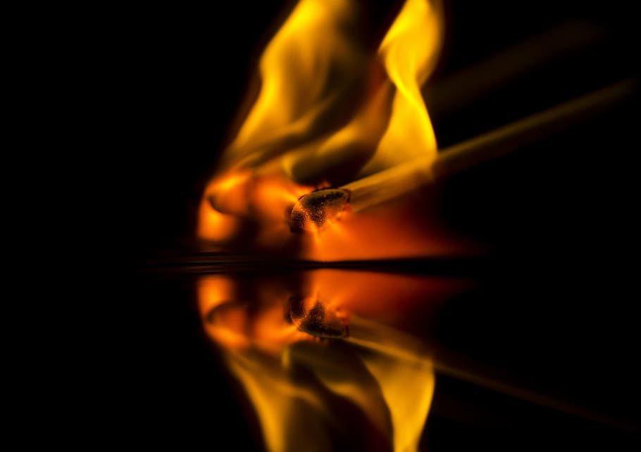 fire, match, kindle, burn, flame, sulfur, match head, close HD wallpaper