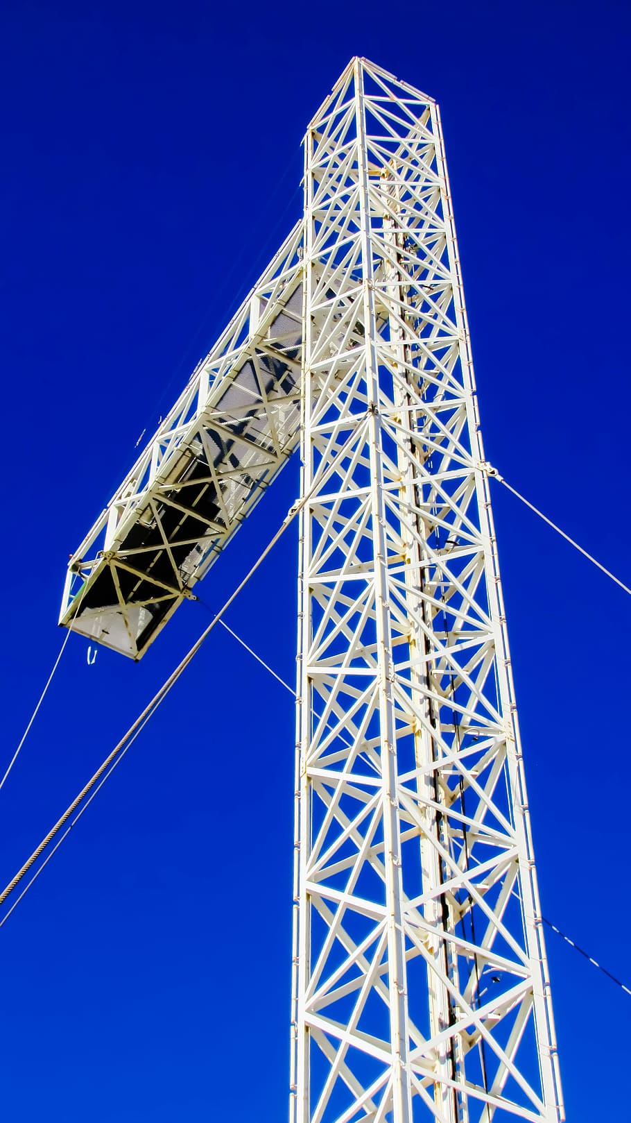 Crane, Construction, Engineering, equipment, high, white, blue HD wallpaper