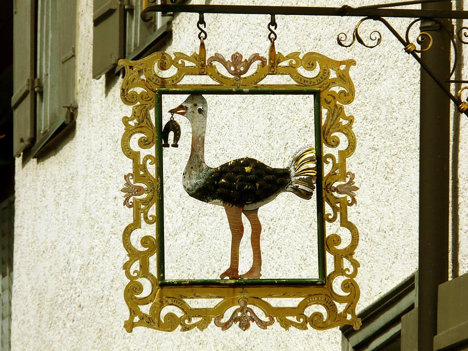 guild, storks, shield, home, ornate, gold colored, luxury, no people HD wallpaper