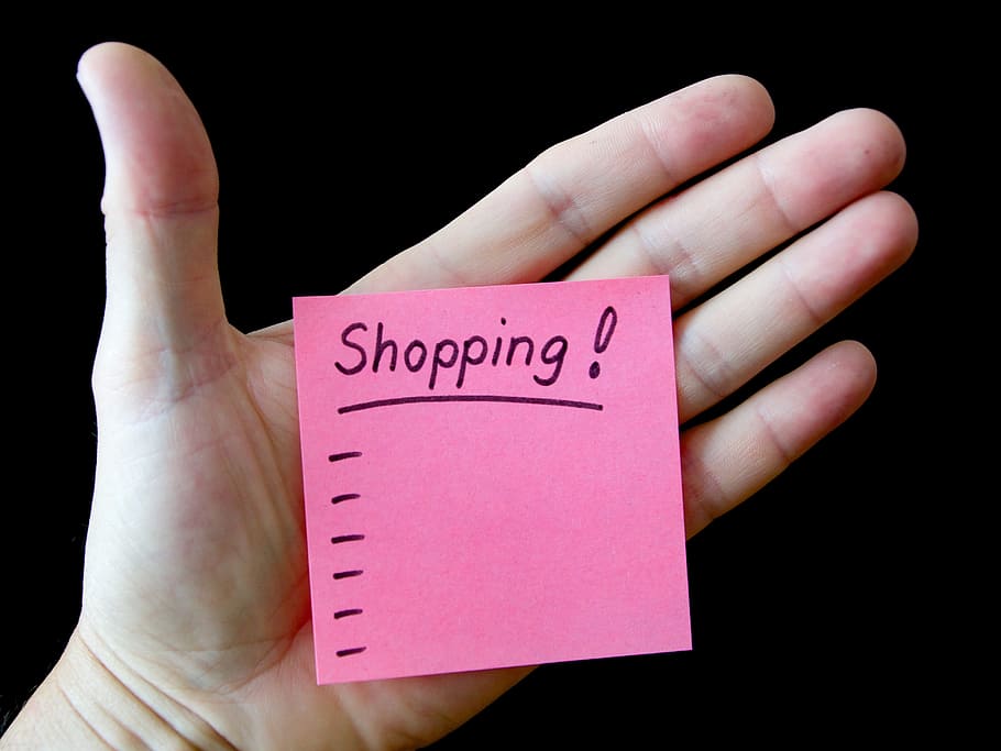 shopping sticky note on person's palm, hand, list, embassy HD wallpaper
