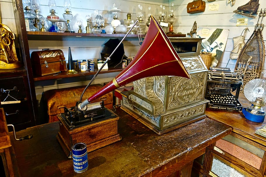 phonograph, vintage, gramophone, music, antique, retro, old, HD wallpaper