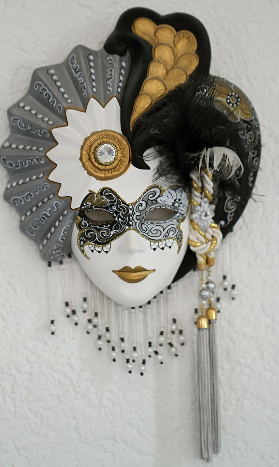 black and white masquerade, venetian, masks, italy, venezia, headdress, HD wallpaper
