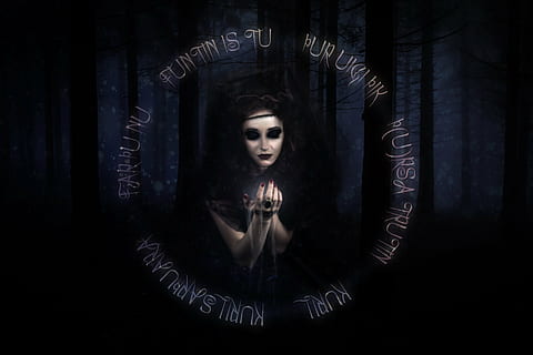 man in black dress illustratio, the witch, forest, summon, ritual HD wallpaper