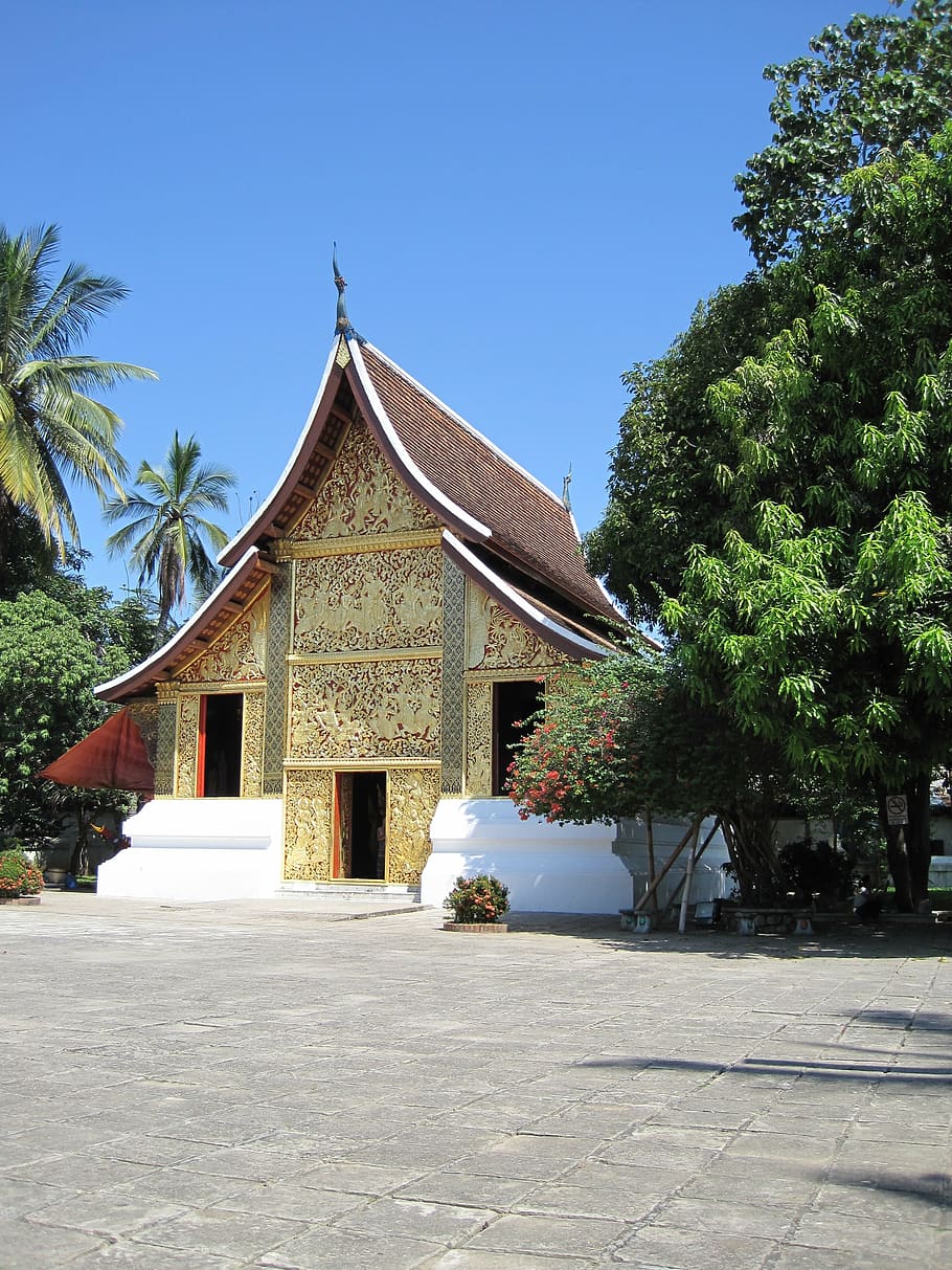 luang prabang, laos, shrine, buddhist temple, royal palace