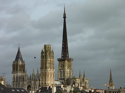 rouen, cathedral, sky, grey, france, building, normandy, gothic HD wallpaper