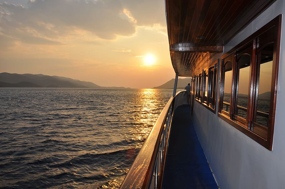 motorboat on body of water, ship, balustrade, traveling, croatia, HD wallpaper