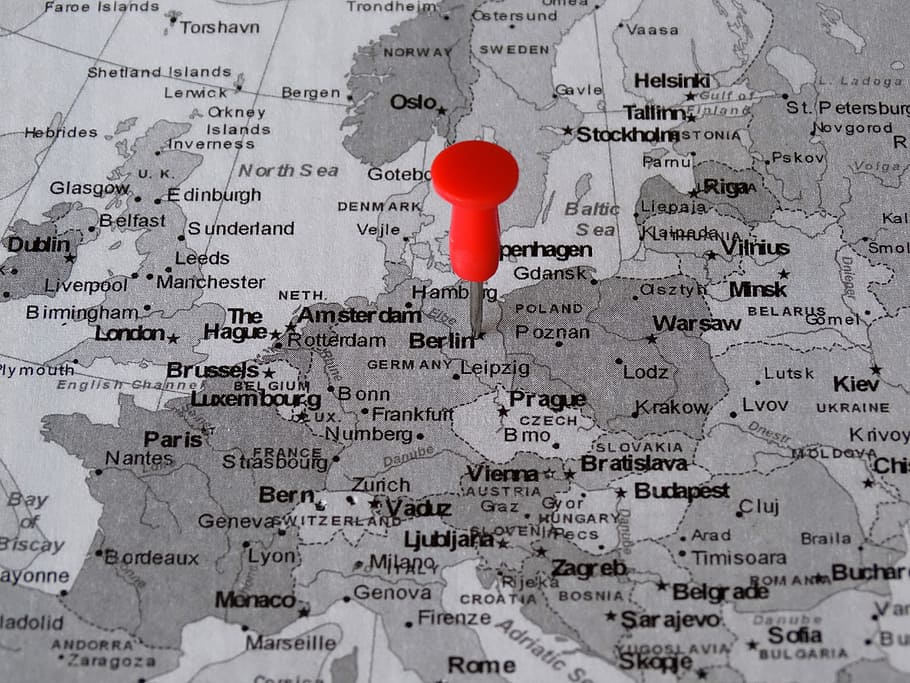 political map, Atlas, Berlin, Pin, Meeting Point, destination HD wallpaper