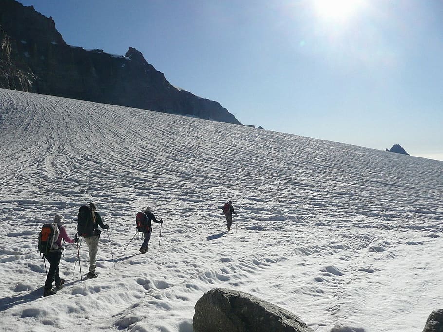 Mountain, Snow, Hiking, Winter, Alps, nature, summit, mountaineering HD wallpaper