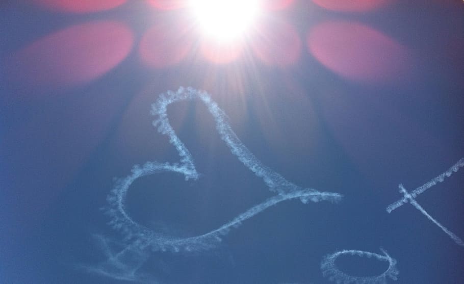 heart, sun, clouds, mood, love, romance, no people, nature HD wallpaper