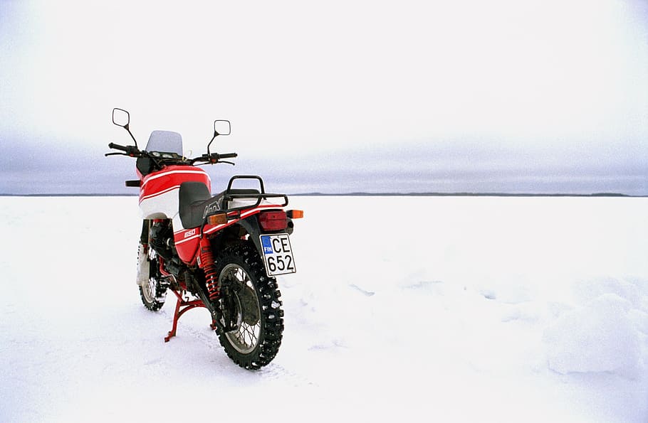 winter, motorcycle, ice, snow, outdoors, nature, transportation HD wallpaper
