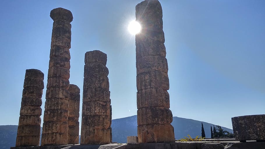 architectural photography of towers, greece, columns, temple HD wallpaper
