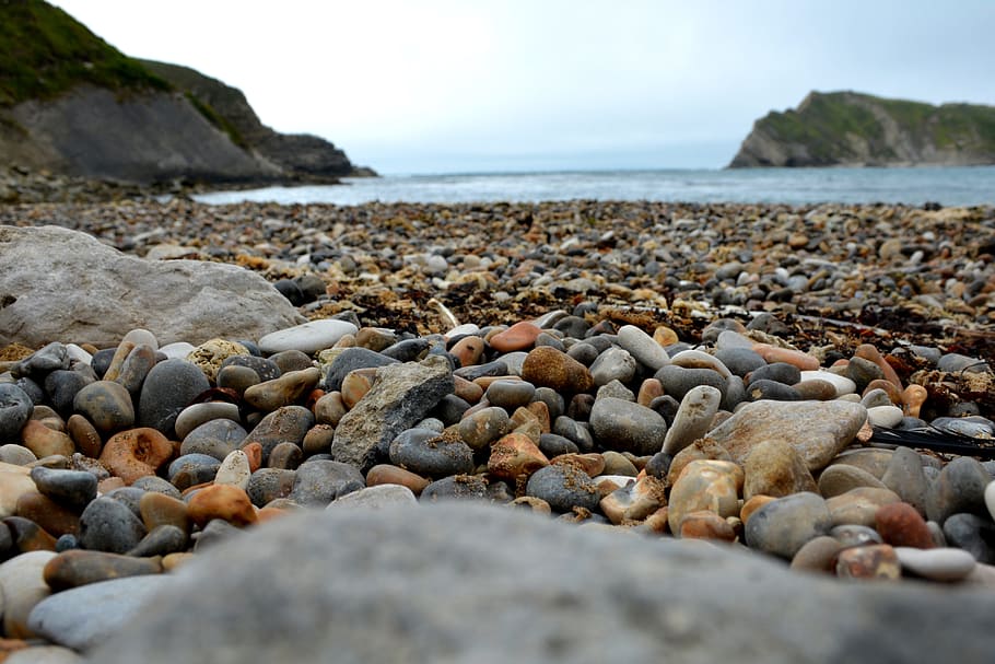 beach, pebble, coast, sea, outdoor, coastline, natural, rocky HD wallpaper