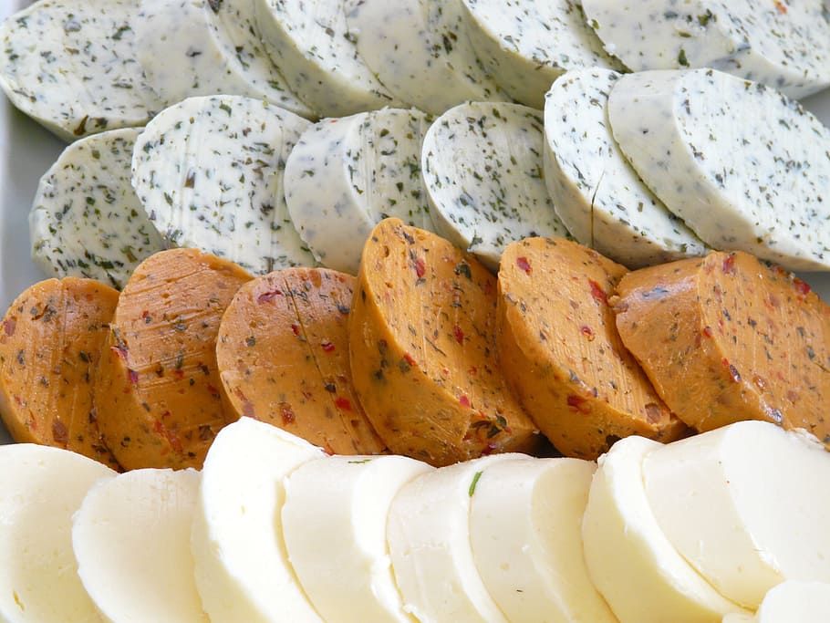 assorted sliced foods on tray, Cheese Spread, Starter, buffet HD wallpaper