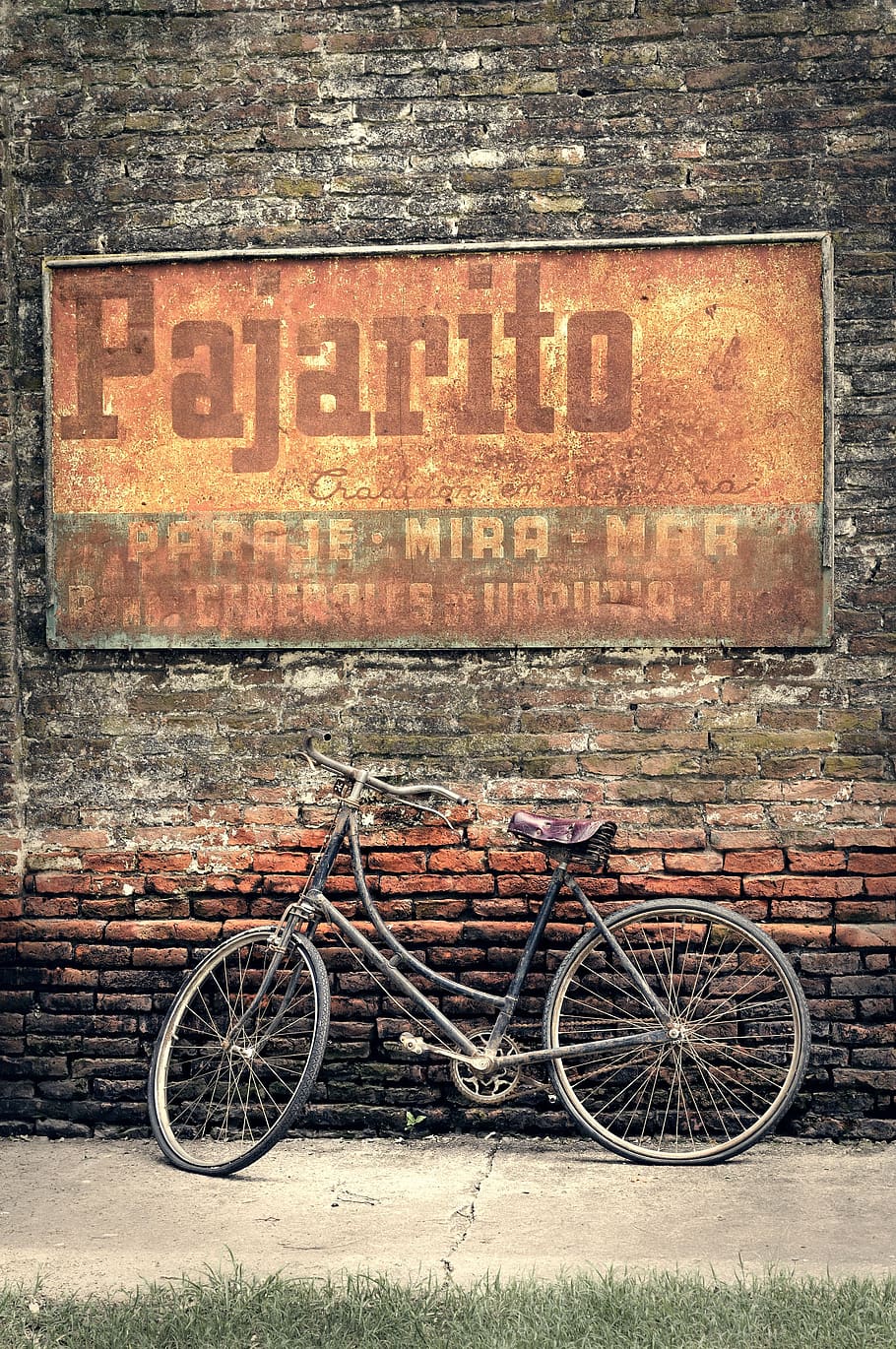 bicycle, wall, old, vintage, retro, wheels, painting, grunge, HD wallpaper
