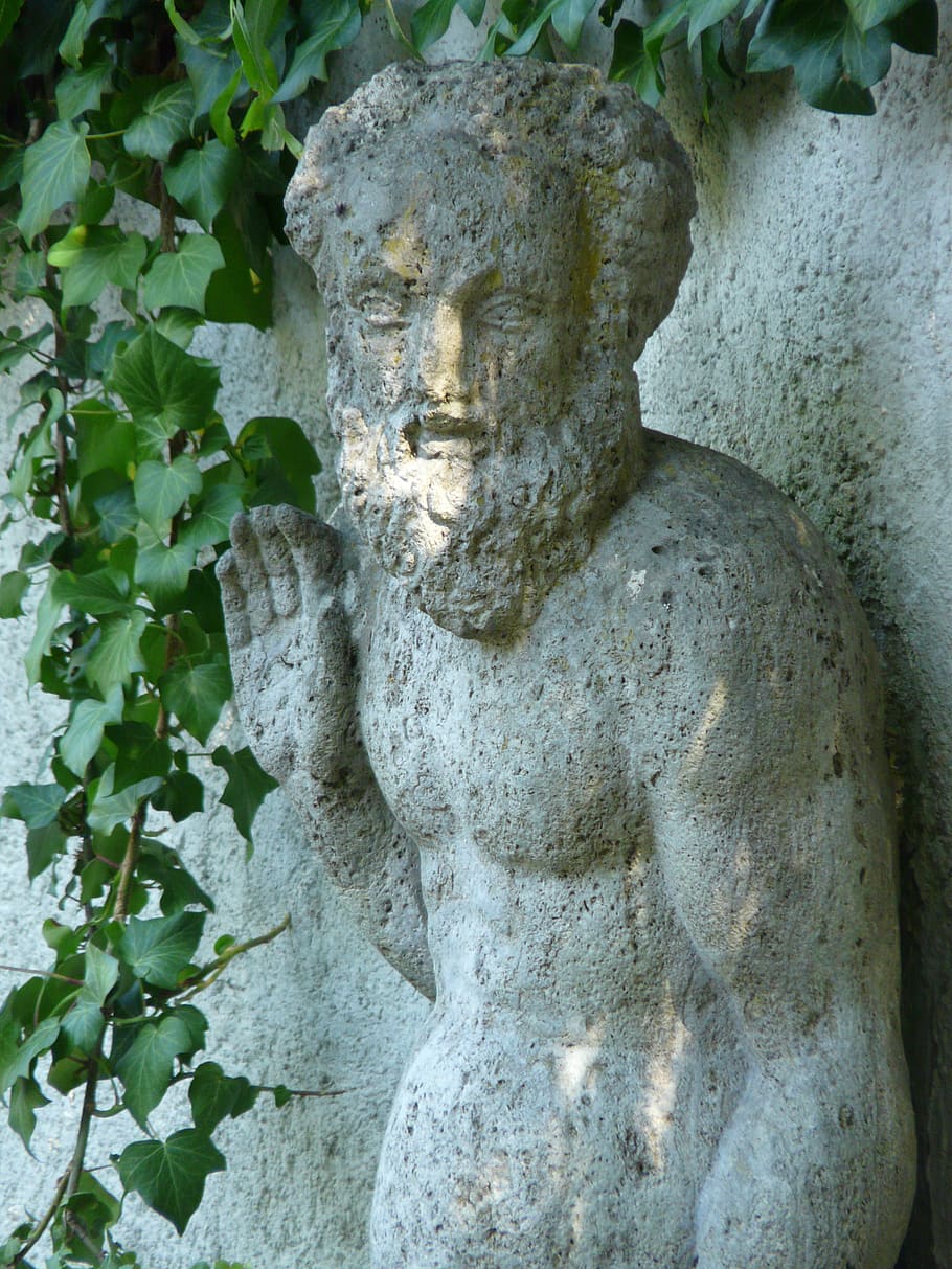 figure, man, person, stone, stone figure, romance, idyllic HD wallpaper