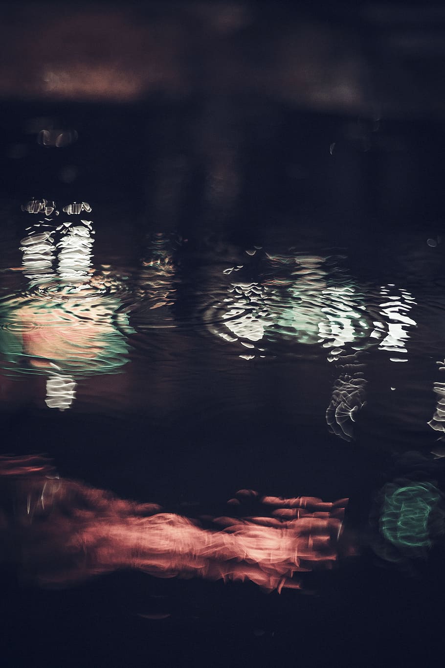 water, drop, rain, reflection, dark, night, rippled, no people HD wallpaper