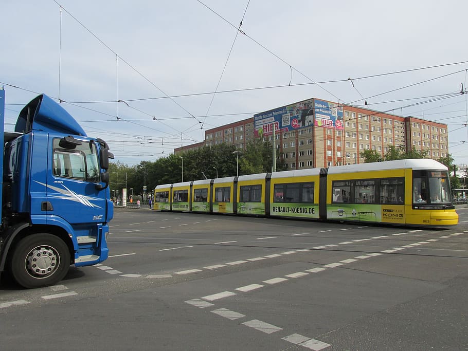 tram, berlin, bvg, capital, junction, truck, catenary, wheel