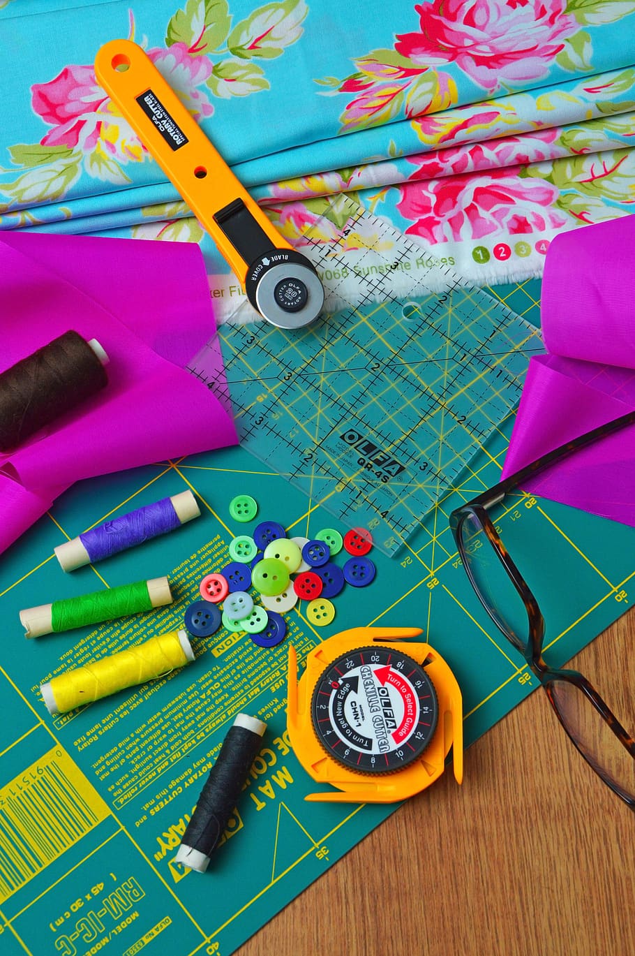 thread, textile, spindle, sewing, buttons, material, background HD wallpaper