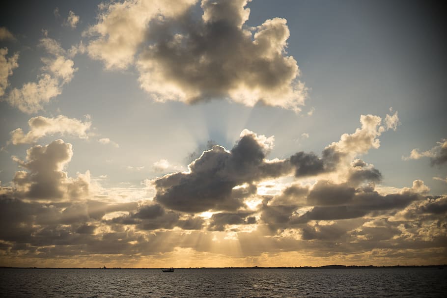 Sunset, Clouds, Sea, Ocean, Landscape, water, travel, summer HD wallpaper