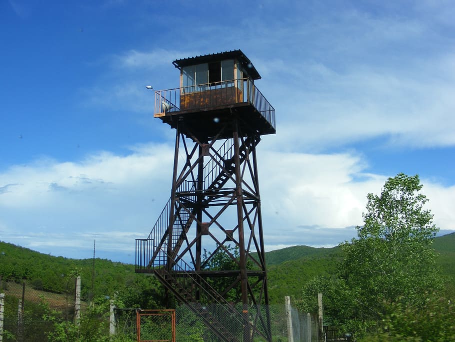 tower observatory, concentration camp, the old, somewhere, sky, HD wallpaper