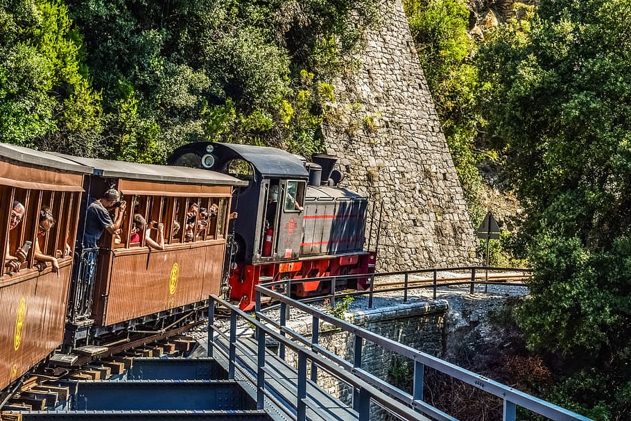 greece, pelio, train, bridge, tourism, traditional, vintage HD wallpaper
