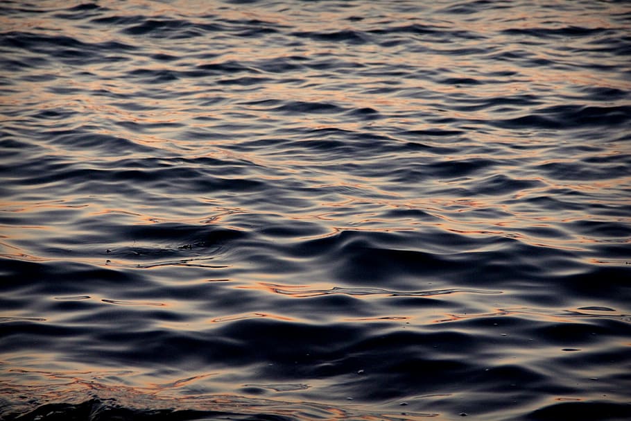 Water, Waves, Liquid, Close, Cold, Color, blue, sunrise, orange HD wallpaper