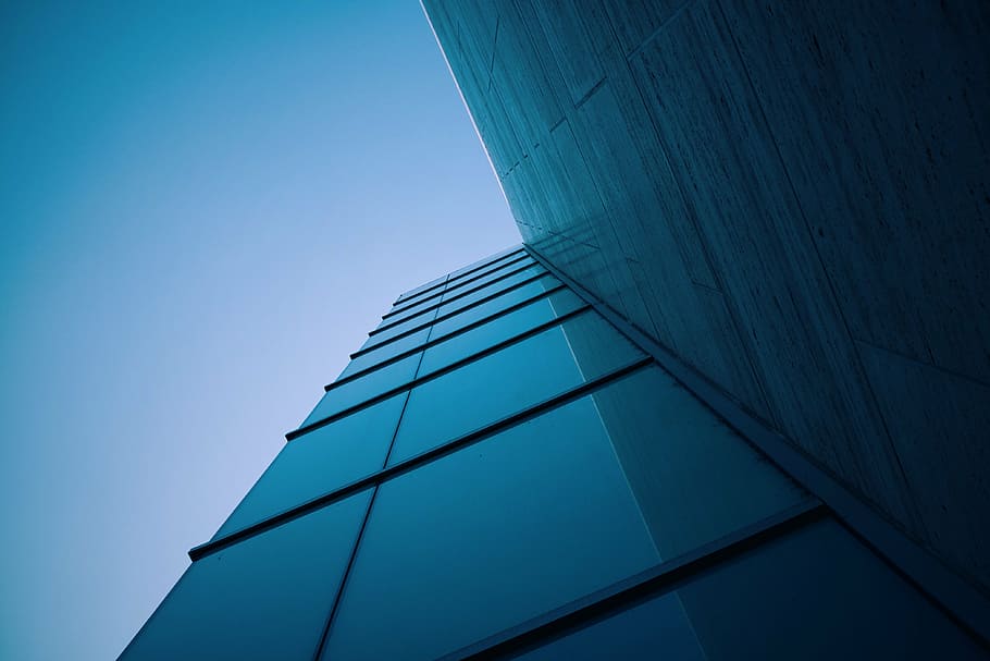 low angle photo of curtain wall at daytime, photography, building HD wallpaper
