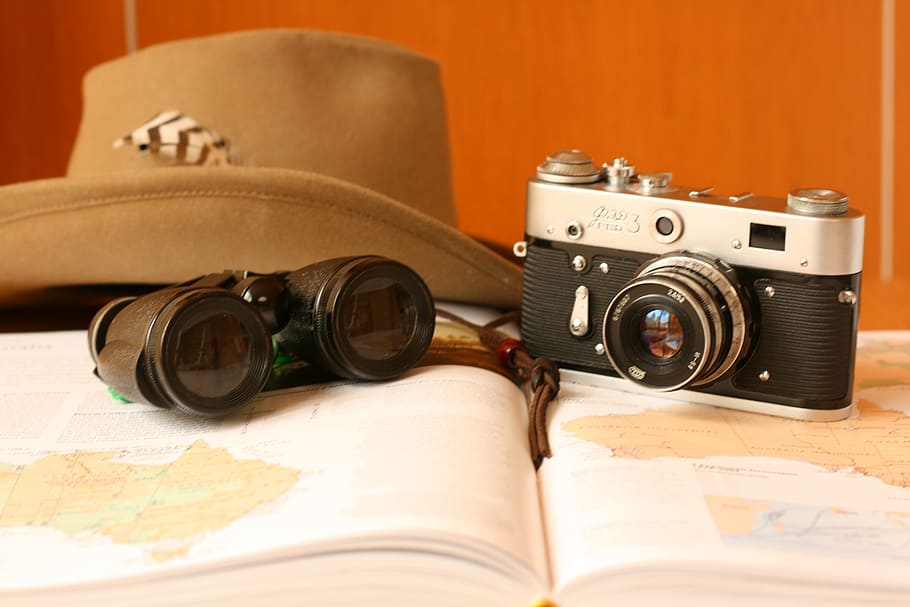 camera, old, hat, travel, vintage, old camera, camera - Photographic Equipment HD wallpaper