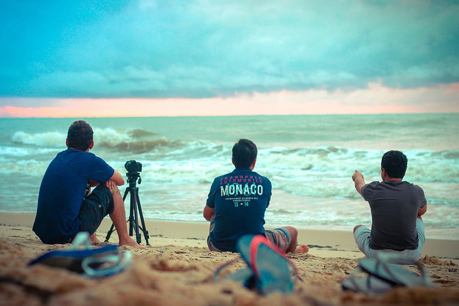 mar, beach, trip, sand, photo, friendship, holidays, camera HD wallpaper