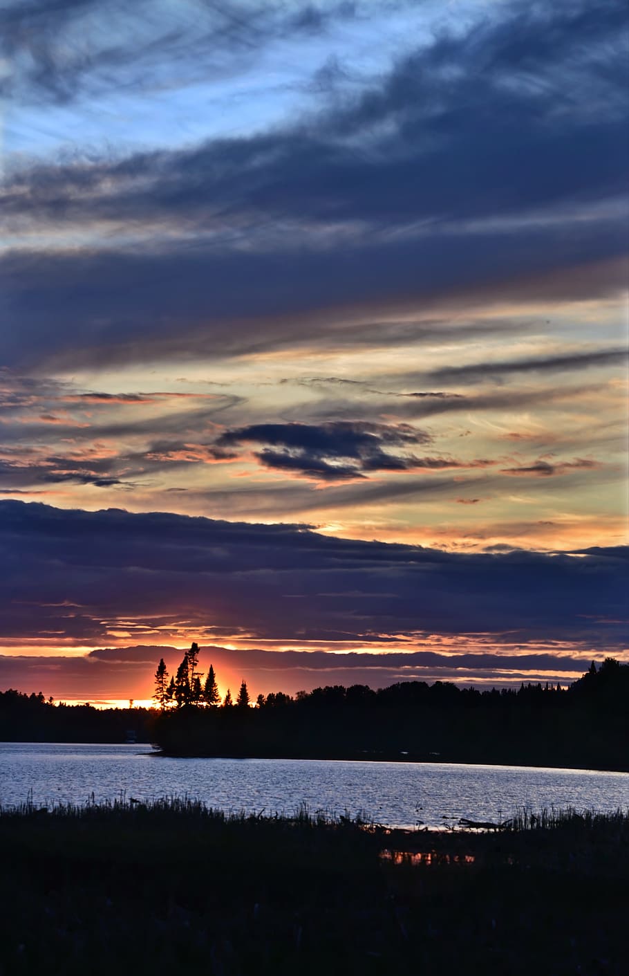 Sunset, Nature, Landscape, Lying, Colors, lake, cloud, summer HD wallpaper