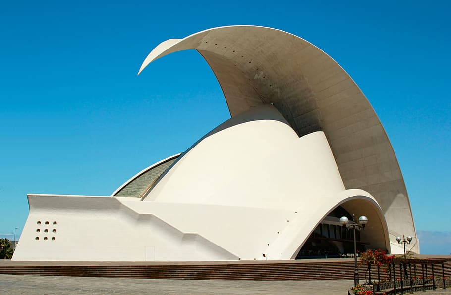 auditorium, tenerife, building, hall, concert, architecture, HD wallpaper