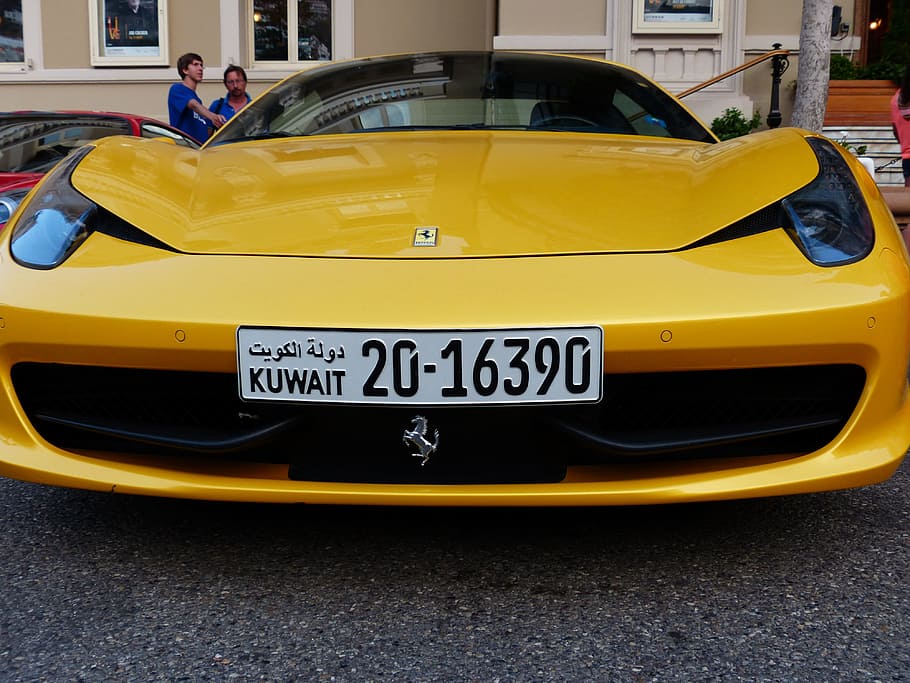 closeup photography of yellow Ferrari 458 Italia, sports car, HD wallpaper