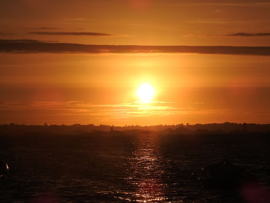 sunset, sea, ocean, water, scenics - nature, sky, beauty in nature HD wallpaper