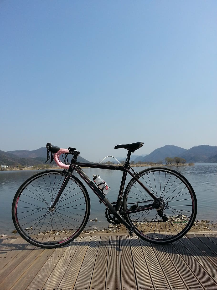 bike, cycle, river, north han river, bicycle, transportation, HD wallpaper