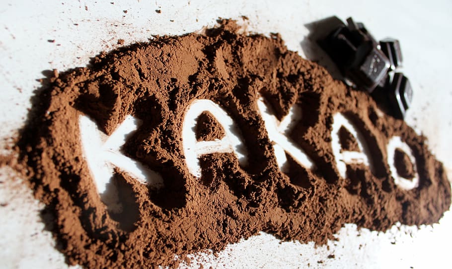 chocolate powder, cocoa, eating, sweets, communication, sweet food HD wallpaper