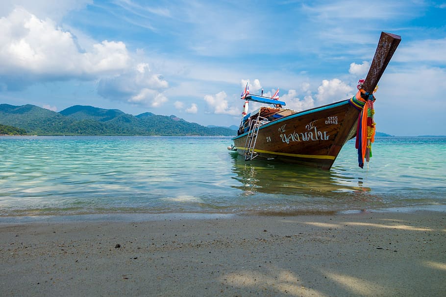 white sailboat during daytime, sea, beach, waters, sand, nautical vessel HD wallpaper