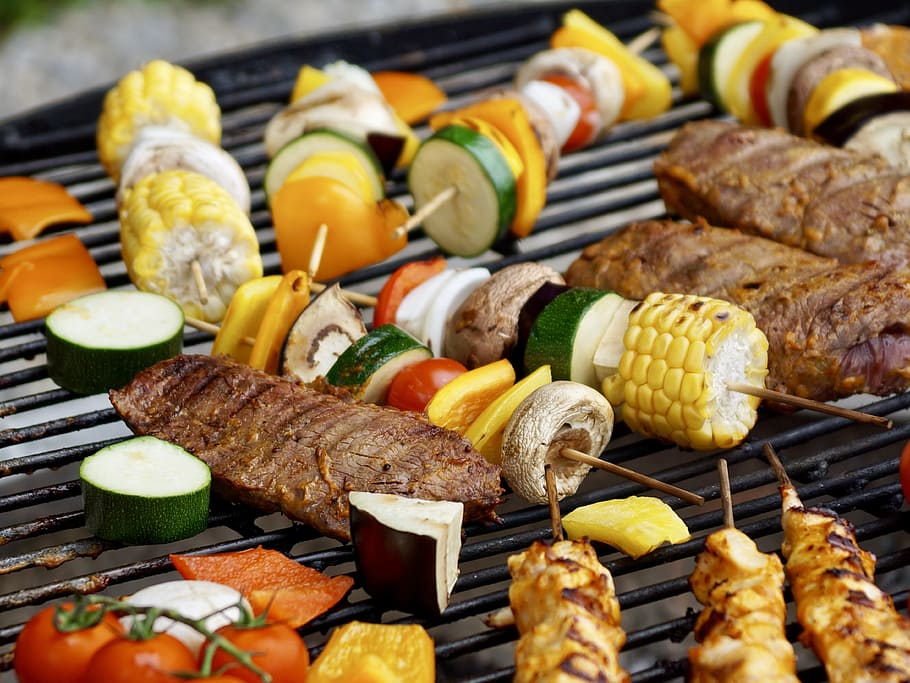 Grilling, From The Tablegrill, grilled meats, kebab, spit, barbecue, HD wallpaper