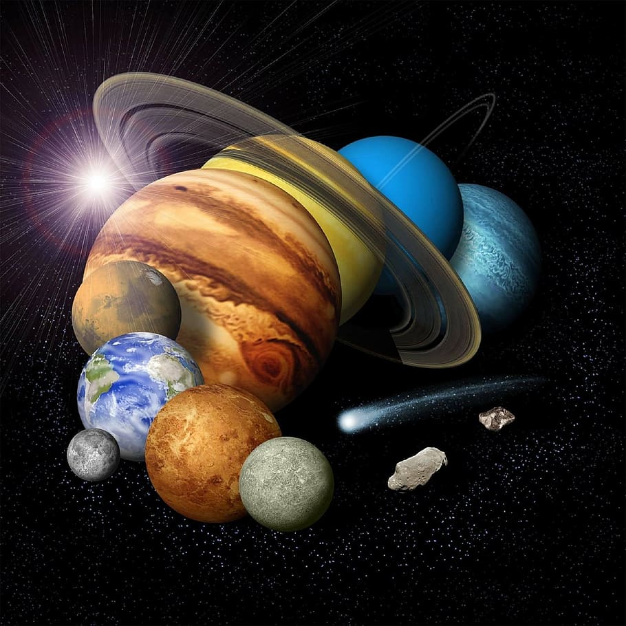 montage, planets, jupiter, earth, saturn, neptune, mars, mercury, HD wallpaper