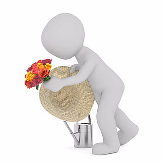 3D person holding flowers illustration, males, 3d model, isolated HD wallpaper