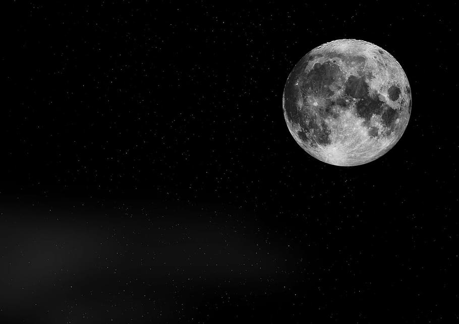 full moon photo with black background, planet, space, universe, HD wallpaper