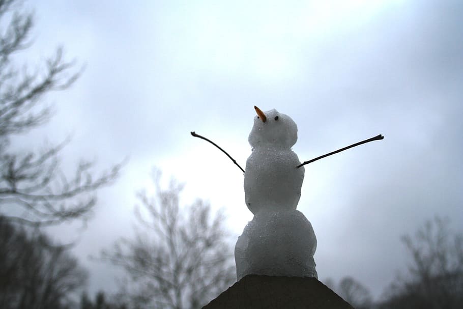 snowman, happy, winter, fun, season, holiday, cute, cold, snowball HD wallpaper