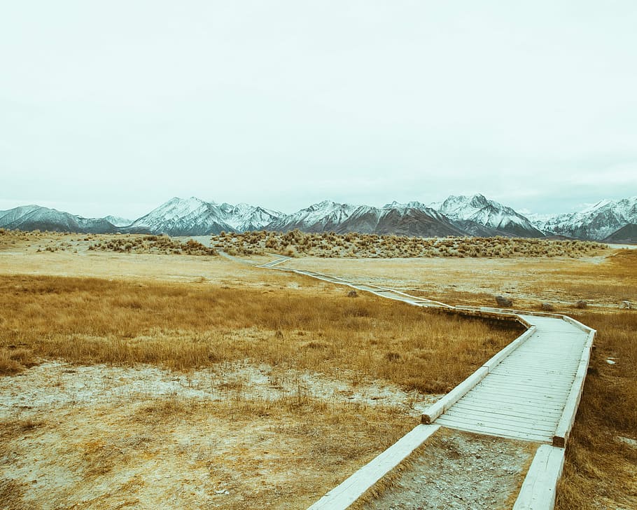 landscape photography of desert, photo of white railway, bridge HD wallpaper