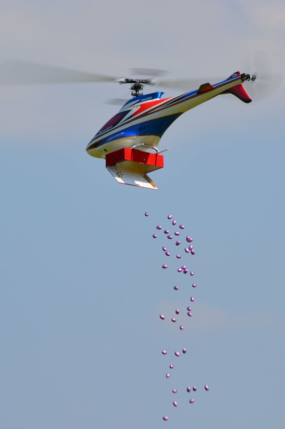 helicopter, easter eggs, dropping, flying, sky, low angle view HD wallpaper